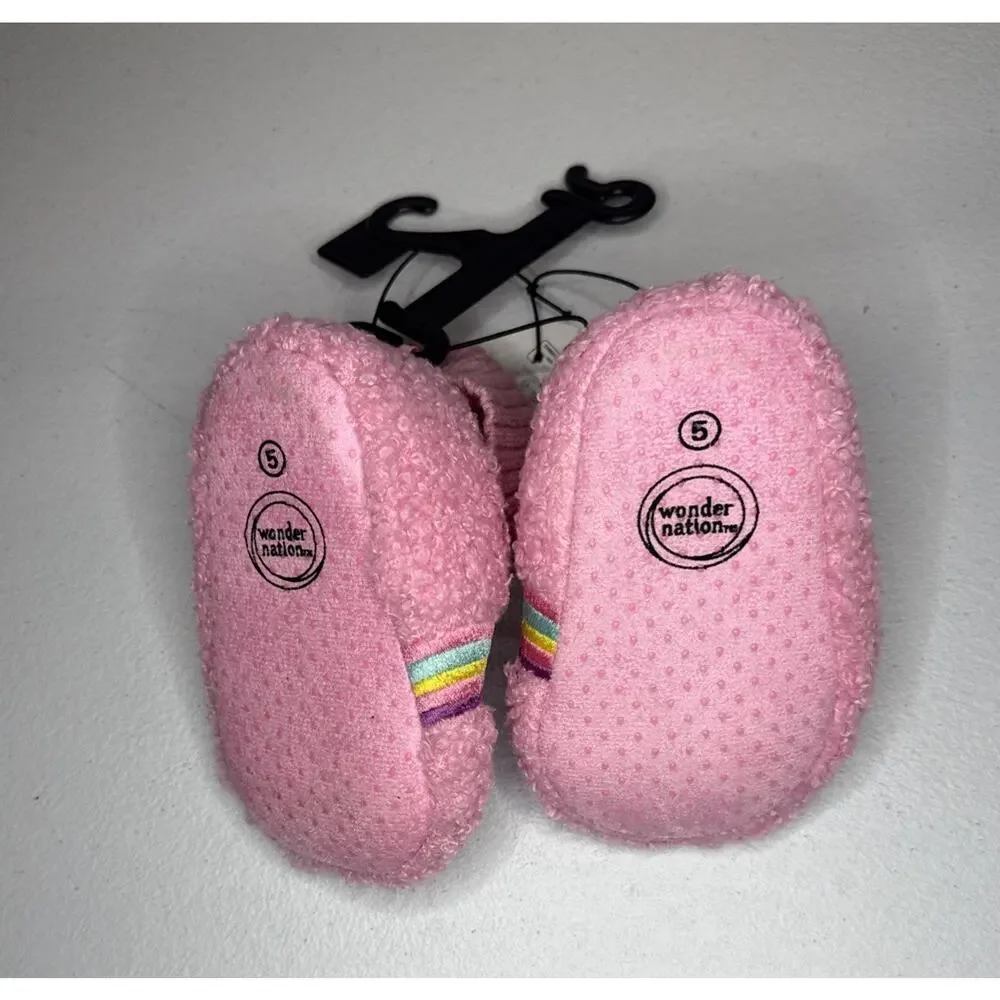 Wonder Nation Baby Girl Rainbow Slippers Pink, Size 5